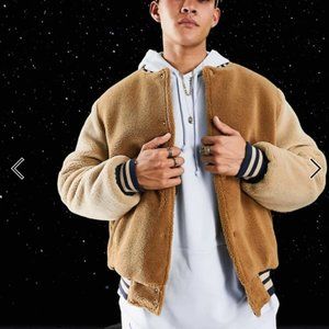 ASOS Borg Bomber Jacket in Ecru